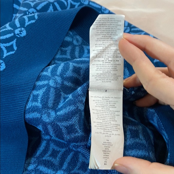 Michael Kors Blue Patterned Woman Medium Casual Crop Sweater Short Sleeves - Picture 11 of 12